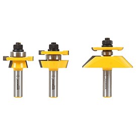 YONICO Router Bits Set Cabinet Door Rail and Stile Raised Panel Back Cutter 3 Bit Bevel 1/2-Inch Shank 12349