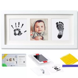 BabySquad Baby Prints Newborn Handprint and Footprint Picture Frame Keepsake Kit, 13.5 ...