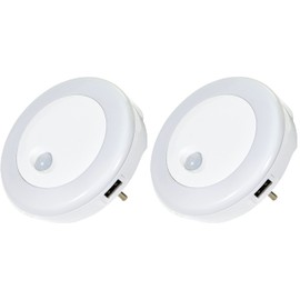 Northpoint LED Night Light for Socket, Motion Sensor, 2 x Side USB Charging Port, Warm White, Colourful Light (Pack of 2)