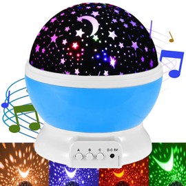 Night Light for Kids Music Star Projector Night Light Rotating Star Moon Lamp for Toddler Girls Toy Color Change Light Music Baby Night Light for Kids Children Bedroom Decor Party Nursery (Blue)