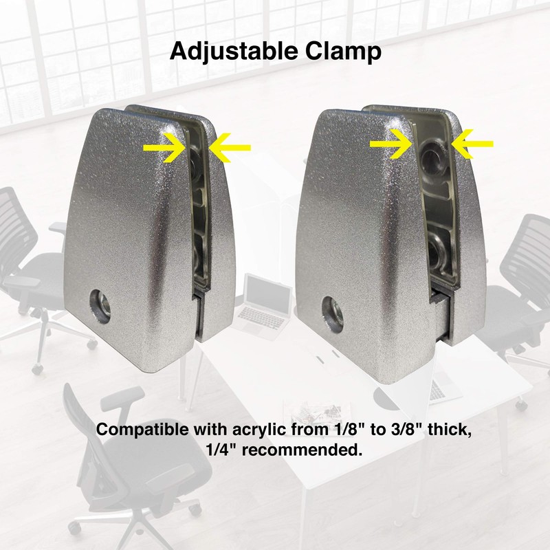 Precision-Milled Aluminum clamp Set for Office Privacy Panels. Includes Rubber-Grip