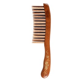 TAN MUJIANG Hair Comb Inserted Teeth Natural Wood Scalp Massage 1pc