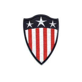 Patchwork Paradise American Flag Themed Shield Badge USA Embroidered Iron On Patch DIY Applique