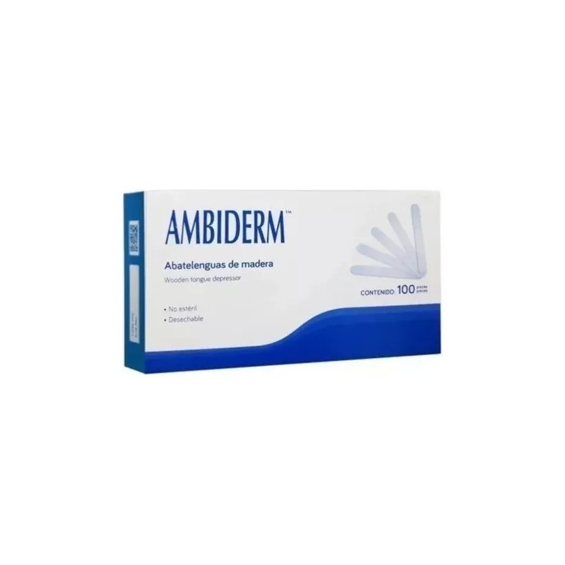 Pack 5 Cajas De Abatelenguas De Madera Ambiderm (500piezas)