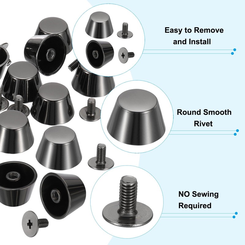 PATIKIL 9x10.5x15mm Spikes for Clothes, 12 Set Metal Button Spikes