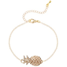 Goldenchen Cute Bracelet for Women Adjustable Pineapple Bracelet Fashion Jewelry Anklet (Gold)