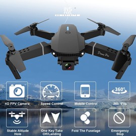 Mini Drone with Camera for Adults - Christmas Toy Gift for Beginner Age 15 Years Old - RC Quadcopter Multirotors | Foldable UAV | WiFi HD FPV Live Video | One Key Take Off/Land | Altitude Hold | Headless Mode | 360° Flip | Carrying Case (INSFEEL+ Black)