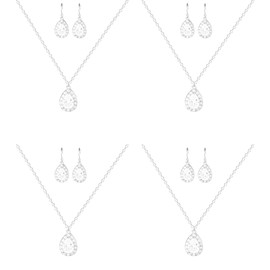 URMPTJ Bridesmaid Jewelry Gifts Set for Wedding, Pear Cubic Zirconia Gemstone Necklace Earrings Gifts Set for Bridesmaid on Wedding Day, Gemstone, Created Zircon