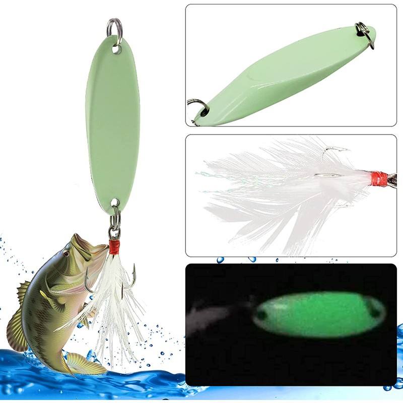 Noctilucent Luminous Fishing Lures Metal Hard Bait Night Glow Sea