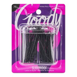 Goody Bobby Pin Box With Magnetic Top - 75 Count, Black - Sl
