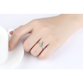 GemShadow Women Girls 925 Sterling Silver Adjustable Cat Ring