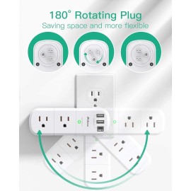 Mifaso Surge Protector 6 Outlet 3 USB 1800J Swivel Power Hub