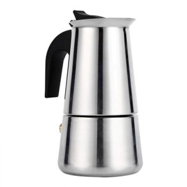 100ml/200ml/300ml/450ml Stainless Steel Pot Espresso Greca coffee maker for Induction gas or electric Stove Home Office Use Silver(100ml)