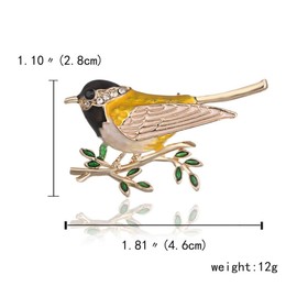 coadipress Colorful Birds Brooch Pins Crystal Rhinestone Branch Bird Brooch Cute Enamel Animal Magpie Hummingbird Pin Fashion Jewelry Accessories Gifts (Black)