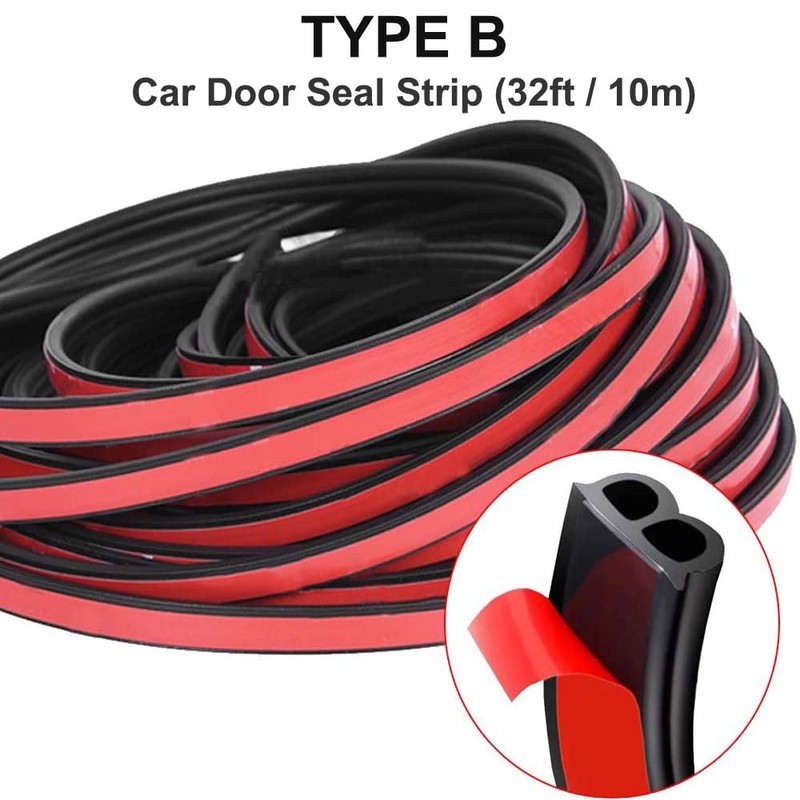 32FT/10M Universal Car Weather Stripping, Self Adhesive Automotive Door Rubber