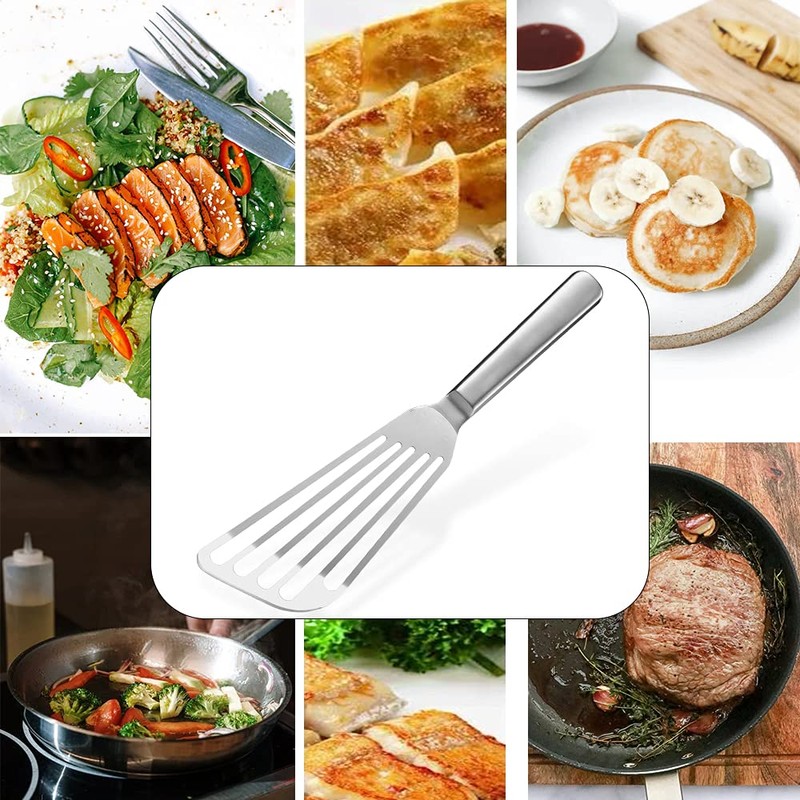 KSENDALO 2Pack Fish Spatula Flexible Metal Spatula Flipper with Thin