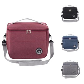 Insulated Lunch Bag with Adjustable Strap Reusable Leakproof Lunch Box for Women Men Portable Thermal Cooler Bag for Work School Picnic Outdoor (Wine Red, L)