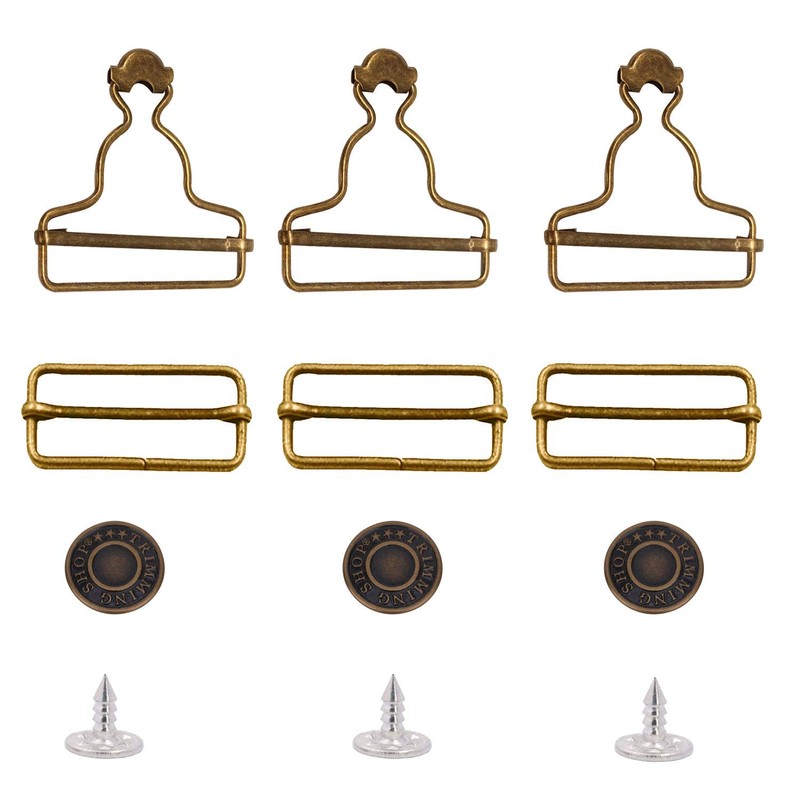 Trimming Shop 35mm Metal Dungaree Buckles with Tri-Glide Sliders &