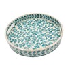 PEMAR 12.6” Mother of Pearl Round Serving Tray with Handles,