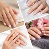 24Pcs Nude Pink Shimmer Press on Nails, Short Square Glossy
