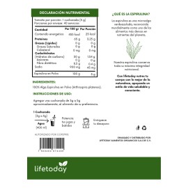 Lifetoday Espirulina En Polvo Organica- 2 Piezas 200g