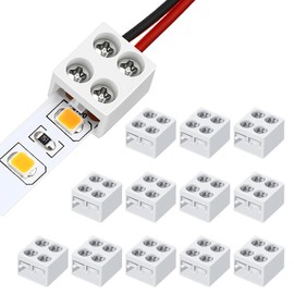 Leloco Pack of 12 LED Connectors 2-Pin Screw Connection Terminals Tighten LED Strip to Wire Connector – 2-Pin 8 mm Solderless for 5050 3528 COB SMD LED Strip LED Strip Connector
