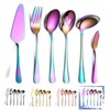 Homquen 30-Piece Cutlery Set, 6-Piece Serving Set - Black/Gold/Copper/Rainbow