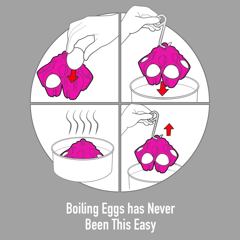 The EggDropper Silicone Egg Boiling Gadget - Cooks 6 Eggs,