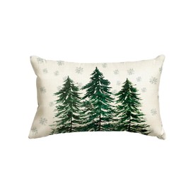 AVOIN colorlife Watercolor Green Christmas Trees Snowflake Throw Pillow Cover, 12 x 20 Inch Winter Holiday Cushion Case Decoration for Sofa Couch