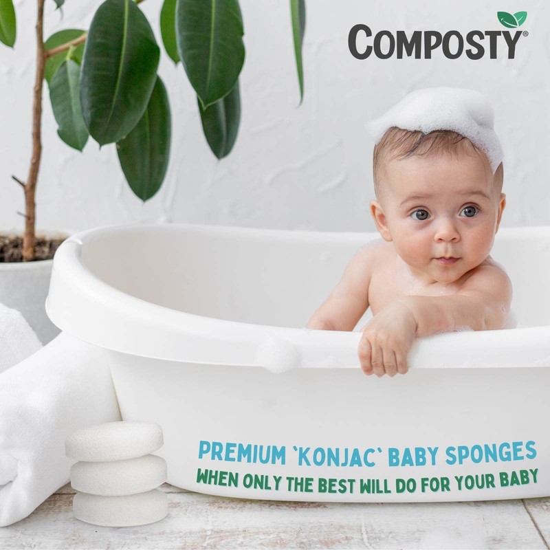 Composty® Konjac Natural Baby Sponges | 3 Pack | Softest
