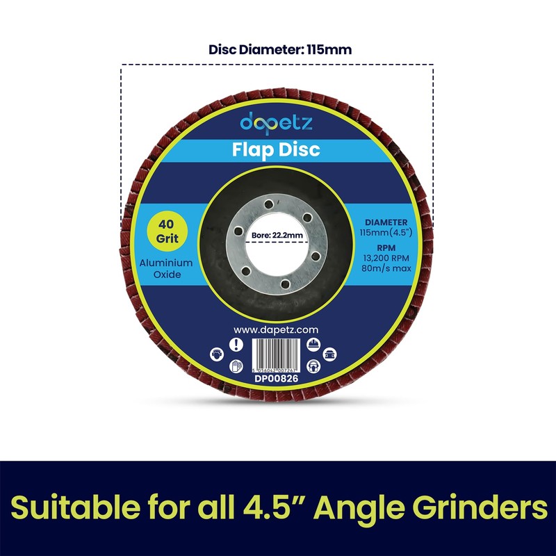Dapetz ® Flap Discs 115mm 10PCS Grinding Discs 4.5" 40/60