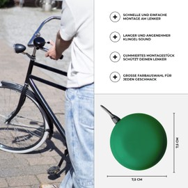 URBAN ZWEIRAD Bicycle Bell Green – Bicycle Bell Big Mama (Large), Bell for Dutch Bike, Women's Bicycle or Children's Bicycle – Retro Style – Many Colours (Green)