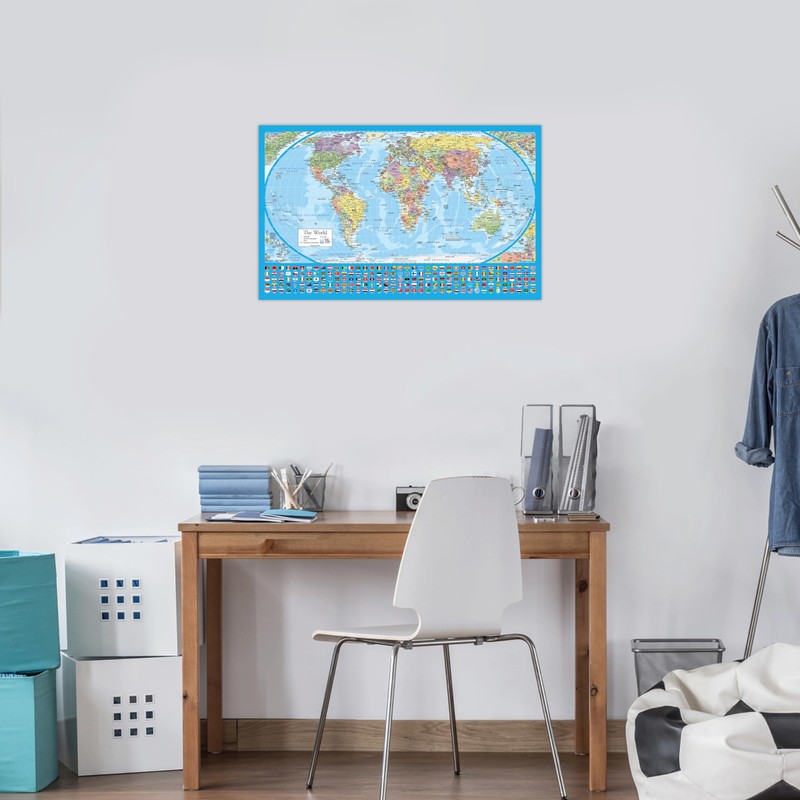Equal Earth World Map Poster - map design shows continents