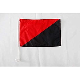 Anarcho Syndicalism Movement Car Flag 18'' x 12'' - anarcho-syndicalist Car flags 30 x 45cm - Banner 18x12 INCHES PLASTIC STICK - AZ FLAG