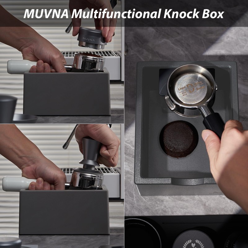 MUVNA Espresso Knock Box, Coffee Ground Knock Box, Distribute and