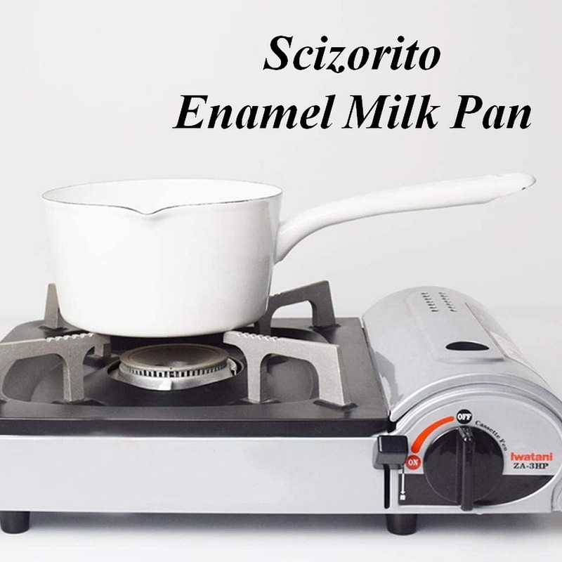Scizorito 1.2L Enamel Milk Pan, Nonstick Milk Pot with Pour