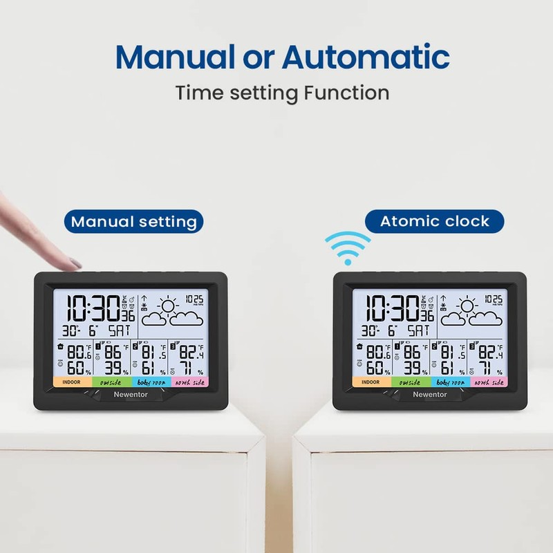 Newentor Weather Station Wireless Indoor Outdoor Multiple Sensors, Digital Atomic