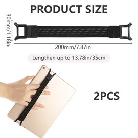 TRACOMPAN Secure Hand Strap Holder - 2 Packs for 7-13 Inch Tablets & E-Readers, High-Elasticity Non-Slip Grip, Easy One-Handed Operation, Prevents Dropping, Universal Fit, Lightweight Black Strap