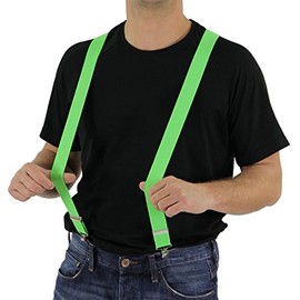 Foxxeo Green Braces for Men and Women for Carnival and Fancy Dress Party in Neon Green