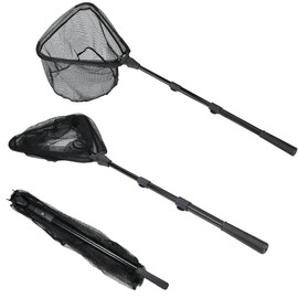Fishing Landing Net with Telescoping Pole Handle Extends to 63 inches, Carbon Fiber Handle Extended from 23.6 inches to 47 inches