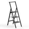 SOLADDER 3 Step Ladder, Slim Folding Steps Stool with Handrail,