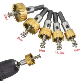 Hole Saw Cutter SUPERTOOL 25mm HSS Titanium Hole Saw Cutter Tool Kit Drill Bit Set Remover Tools for Steel, Stainless Steel,Iron, Copper, Brass, Aluminum, Fiberglass, Formica