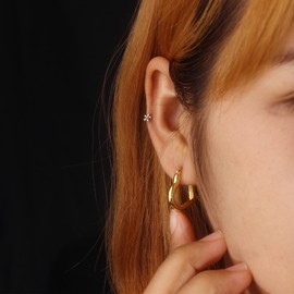 14K Gold Heart Hoop Earrings for Women 925 Sterling Silver Post Hypoallergenic Small Heart Hoop Earrings