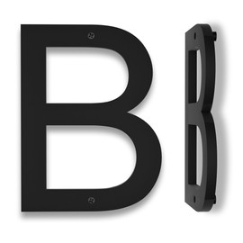 10 inch Modern Floating House Letter for Outside, Large Black Home Letter with Nails Kit & Template, Easy to Be Mounted for Exterior House Address, Garage Gate, Street, Farmhouse, Big Letter (B)