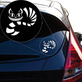 Yoonek Graphics Alice in Wonderland Cheshire Cat Vinyl Decal Sticker # 867 (4" x 4.3", White)