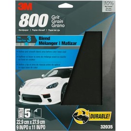 3M Lija Wetordry 32035, Grano 800, 9 x 11 in, Negro, 5 Hojas