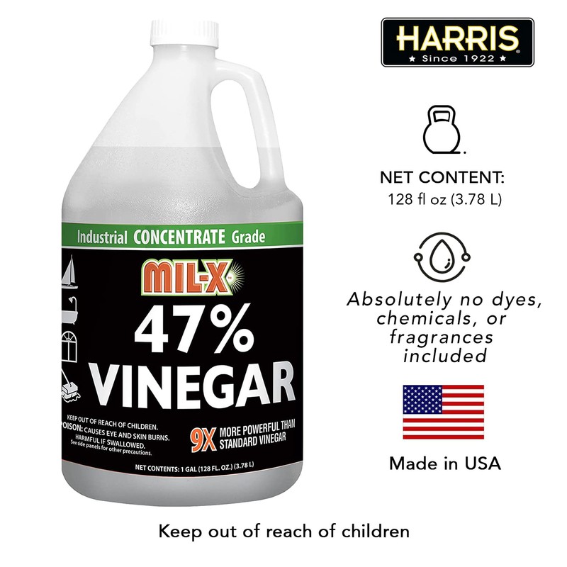 MIL-X 47% Concentrated Vinegar, Extra Strength Industrial Grade, 1 Gallon