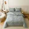 CLOTHKNOW Grayish Blue Twin Comforter Set - 3Pcs Daisy Puff