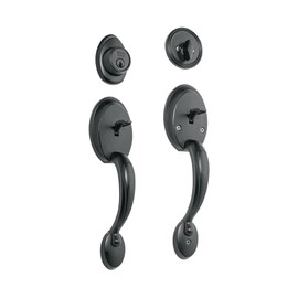 Hermex Basic CEP-61JJP, Doble jaladera, perilla y cerrojo L-M color negro