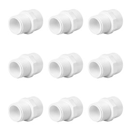 9 Pack 1" PVC Male Adapter, Schedule 40 (Socket x NPT Male) - PVC Fittings for Plumbing, Sprinkler & Irrigation Systems